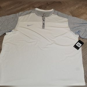 Nike Dri-Fit Men Gray/WhiteHenley Shirt NWT